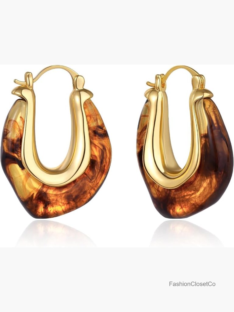 14k Gold Plated Acrylic Hoop Earrings - Hypoallergenic Lightweight Jewelry